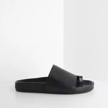 Кожаные тапочки Rick Owens 39, размер 39,5, черные RU16F6865LCCL09