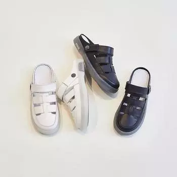 Кожаные тапочки Сандалии Кроссовки на плоской подошве 35 чёрный