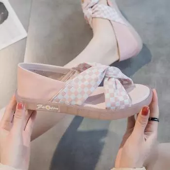 Кожаные тапочки Сандалии на плоской подошве 35 чёрный