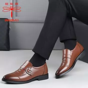 Кожаные туфли бренда Hy Dragonfly, мужские деловые туфли из натуральной кожи, британская весенняя новинка, повседневная обувь, удобная мягкая подошва, мужская кожа 39