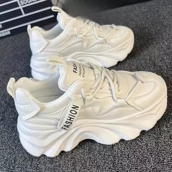 Кожаные туфли Dad Shoes Platform Increased Women Shoes Весенние новинки Универсальные легкие повседневные туфли Женская спортивная обувь Тренд 35