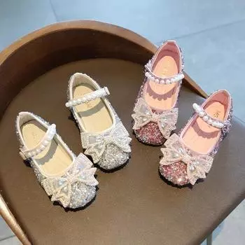 Кожаные туфли для девочек, детская обувь, туфли принцессы, осенние кожаные туфли для маленьких девочек с торжественным платьем, туфли с кристаллами на мягкой подошве 21 розовый