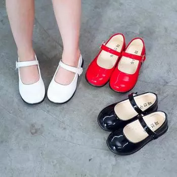 Кожаные туфли для девочек, детские туфли принцессы, детские одиночные туфли среднего и большого размера, новые весенне-осенние туфли для танцевальных выступлений. 26 белый