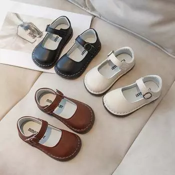Кожаные туфли для девочек, детские туфли с мягкой подошвой, новые осенние туфли для девочек среднего возраста, туфли принцессы, одинарные туфли 21 коричневый