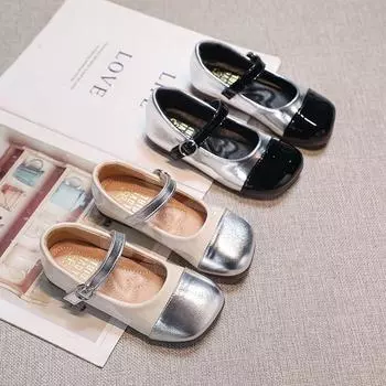 Кожаные туфли для девочек на вечеринку, свадьбу, маленькие дети, туфли Мэри Джейн для принцессы, модная детская обувь для выступлений, весна-осень 2024 г. 23 чёрный