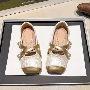 Кожаные туфли для девочек на весну и осень, мягкая подошва, китайский стиль, новые туфли китайской принцессы, ретро-туфли 26 золотой