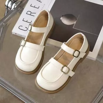 Кожаные туфли для девочек, туфли принцессы, детские мокасины в британском стиле, спортивная обувь 26 бежевый