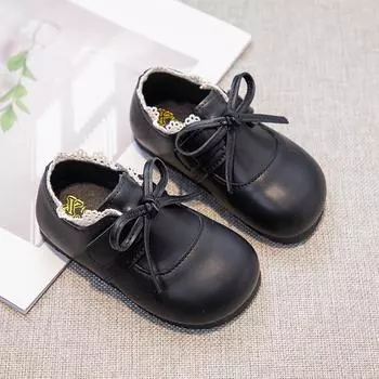 Кожаные туфли для девочек Весенние детские туфли принцессы Туфли Мэри Джейн Мягкая подошва Туфли для малышей 22 чёрный