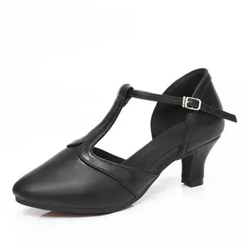 Кожаные туфли для латинских танцев женские взрослые мягкие подошвы танго стандартные танцевальные туфли современные туфли 34 чёрный