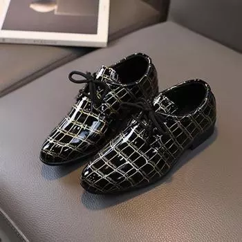 Кожаные туфли для мальчиков 2024 Весна Осень Детские однобортные туфли на шнуровке Студенческие черные белые туфли для вечеринок и свадеб Модная детская обувь 21 белый