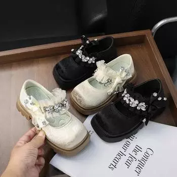 Кожаные туфли для маленьких девочек Лолита Дети Принцесса Мэри Джейн Туфли на толстой подошве Модные повседневные детские туфли для выступлений Милый шик 26 чёрный