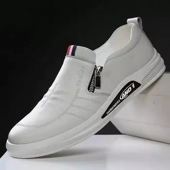 Кожаные туфли для мужчин на весну, новые корейские повседневные кожаные туфли, маленькие белые туфли, модные и трендовые дышащие туфли для вождения 39 белый