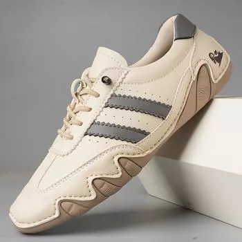 Кожаные туфли для мужчин, роскошные брендовые повседневные кроссовки, классические мужские мокасины, белые туфли, удобная модная спортивная обувь на плоской подошве 43 белый