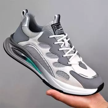 Кожаные туфли для папы, мужская обувь, летние дышащие кроссовки, новые трендовые мужские повседневные спортивные туфли с сеткой 38