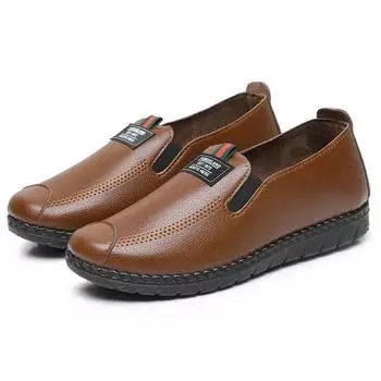 Кожаные туфли для женщин 2025 года, новые женские повседневные туфли с мягкой подошвой, нескользящие, дышащие, универсальные, мокасины, женские туфли на плоской подошве Zapatos 35 чёрный