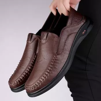 Кожаные туфли Doudou, мужские повседневные кожаные туфли, корейская версия, ленивые туфли для вождения, мужские туфли с одной педалью, кожаные мужские туфли, мягкая подошва, легкие 38