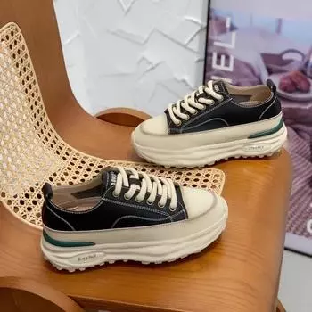 Кожаные туфли Forrest Gump на толстой подошве, женская обувь, весна 2025, дышащая, легкая, увеличивающая рост, маленькая спортивная и повседневная обувь 35