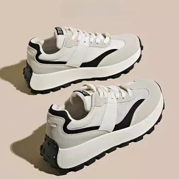 Кожаные туфли Forrest Gump, женская обувь, весна-лето, новые универсальные, на толстой подошве, сетчатые, дышащие, повседневные спортивные туфли 35