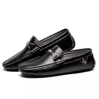 Кожаные туфли из спилка, мужские лоферы, удобная повседневная обувь, мужские мокасины на плоской подошве, мужская обувь 38 чёрный