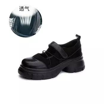 Кожаные туфли Мэри Джейн женские 2025 весна новые модные туфли на липучках женские туфли на толстом каблуке маленькие кожаные туфли универсальные женские туфли 35