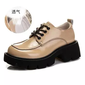 Кожаные туфли Мэри Джейн женские 2025 весна новые женские лоферы в стиле маленького аромата модные на толстом каблуке с мелким вырезом одинарные туфли женские 35