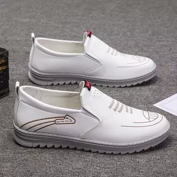 Кожаные туфли мужские 2024 года, новая модная текстура, швейная линия, обувь Doudou, нескользящая деловая мягкая подошва, мужская обувь для вождения 39