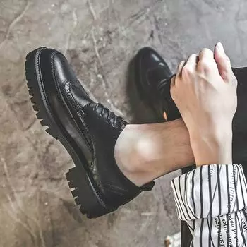 Кожаные туфли мужские Brock британские повседневные трендовые деловые платья для увеличения роста внутри молодежные свадебные туфли Px92-J 38 чёрный