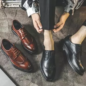 Кожаные туфли мужские Brock British Casual Business Dress Inner Height Increase Wedding Shoes Men s Shoes 85138-J 38 чёрный