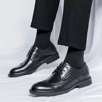 Кожаные туфли мужские Brock British Casual Business Dress Мужские кожаные туфли костюм Молодежные кожаные туфли 25850-R 38 чёрный