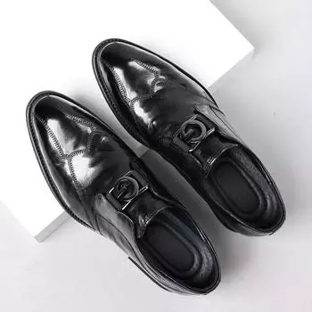 Кожаные туфли мужские деловые кожаные мужские туфли повседневные с мягкой подошвой в британском стиле с острым носком модные туфли 38