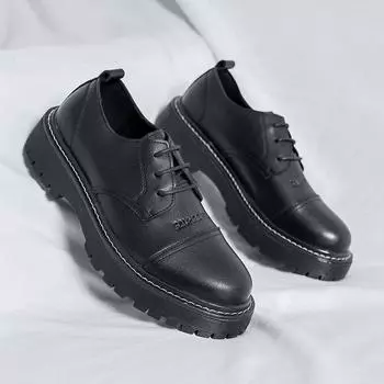 Кожаные туфли мужские деловые летние тонкие мягкие кожаные туфли в британском стиле повседневные туфли с туфлями для костюма мужские 21263-R 38 чёрный