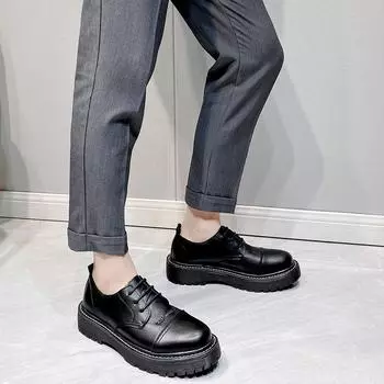 Кожаные туфли мужские деловые летние тонкие мягкие кожаные туфли в британском стиле повседневные туфли с туфлями для костюма мужские 21263-T 38 чёрный