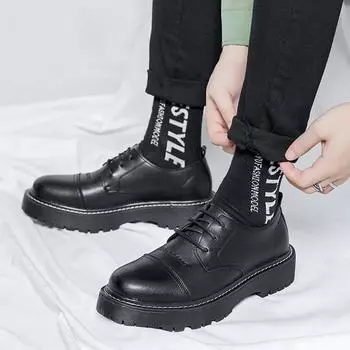 Кожаные туфли мужские деловые летние тонкие мягкие кожаные туфли в британском стиле повседневные туфли с туфлями для костюма мужские 21263-R 38 чёрный