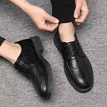 Кожаные туфли мужские деловые повседневные костюмные мужские туфли зеленые британские мягкие остроносые лучшие мужские дышащие маленькие кожаные туфли 39
