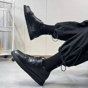 Кожаные туфли мужские деловые повседневные туфли на шнуровке мужские туфли британские трендовые на толстой подошве мужские формальные туфли D16-Q 38 чёрный