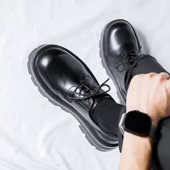 Кожаные туфли мужские деловые туфли с большой головой в британском стиле на толстой подошве свадебные туфли дерби для жениха 8133-R 38