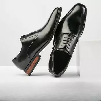 Кожаные туфли мужские из натуральной кожи новые японские джентльменские деловые формальные кожаные туфли молодежные повседневные туфли-оксфорды из дерева 38 чёрный