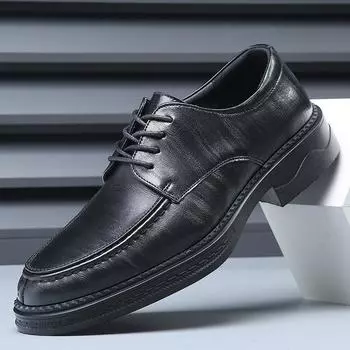 Кожаные туфли мужские кожаные деловые деловые весенние и осенние британские дышащие повседневные мягкие подошвы для увеличения роста свадебные туфли для жениха 38