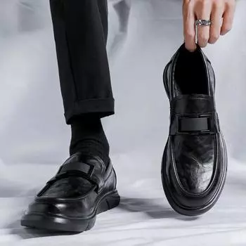 Кожаные туфли мужские кожаные на платформе деловые повседневные мягкие кожаные дышащие туфли с одной педалью Doudou Hand Grab коричневые 4733-R 38 коричневый