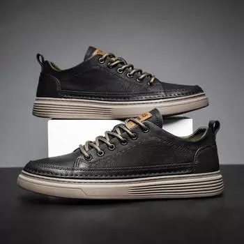 Кожаные туфли мужские кожаные весна 2024 новые мужские деловые повседневные мягкие нескользящие дышащие универсальные туфли 38 чёрный