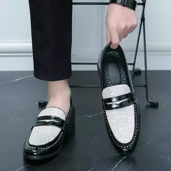 Кожаные туфли мужские лоферы обувь 2024 летняя модная обувь мужская высококачественная кожаная мужская классическая удобная повседневная мужская большой размер 38 чёрный