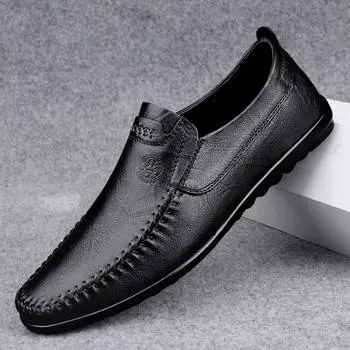 Кожаные туфли мужские модные легкие мокасины новейший бренд удобные мужские повседневные туфли для вождения деловые туфли без застежек на плоской подошве мужские 38