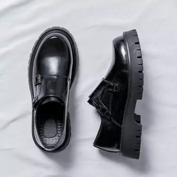 Кожаные туфли мужские модные повседневные лоферы на платформе подошва Young Lazy People Pedal модные мужские туфли 2138-R 38 чёрный
