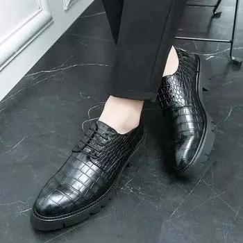 Кожаные туфли мужские новые британские туфли на платформе повседневные кожаные туфли на шнуровке модные туфли фотостудия шафера жених свадебные туфли мужские 38