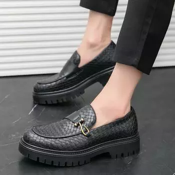 Кожаные туфли мужские новые мужские низкие деловые модные британские туфли на одной педали на платформе повседневные кожаные туфли мужские туфли 38