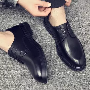 Кожаные туфли мужские повседневные деловые нарядные натуральная кожа мягкая кожа мягкая подошва повседневные мужские туфли увеличивающие внутреннюю высоту работа свадьба жених 38