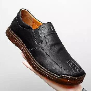 Кожаные туфли мужские повседневные кожаные туфли весна и осень новые одинарные туфли 38 чёрный