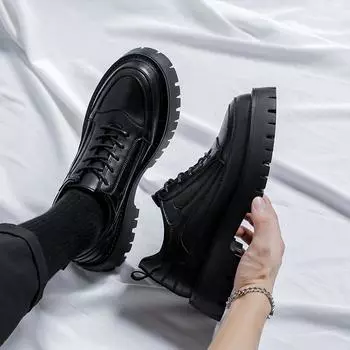 Кожаные туфли мужские туфли новые деловые туфли кожаные туфли зимние корейские версии модные повседневные британские модные туфли 7619-R 38 чёрный