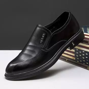 Кожаные туфли мужские туфли весенние и осенние повседневные туфли натуральная кожа мягкая подошва мягкая поверхность подошва из говяжьих сухожилий новые деловые кожаные туфли черные groo 39