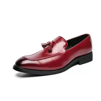 Кожаные туфли мужские удобные мокасины с кисточками черные/красные повседневные туфли мужские модные высококачественные мокасины свадебная обувь для вечеринки 41